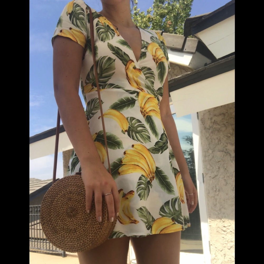 Forever 21 Mini wrap dress with banana print